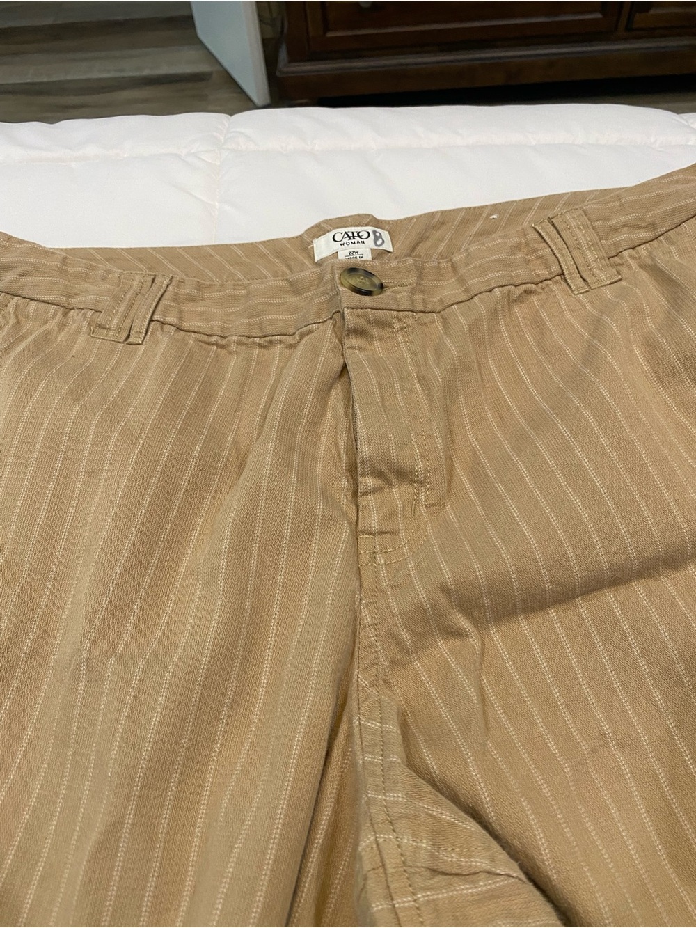 Cato Beige Pinstripe Lightweight Pants